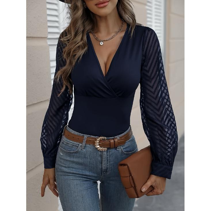 Spring And Autumn New Women'S Versatile Long Sleeve Daily Business Commuter Elegant Comfort Sexy Bottom Shirt Top