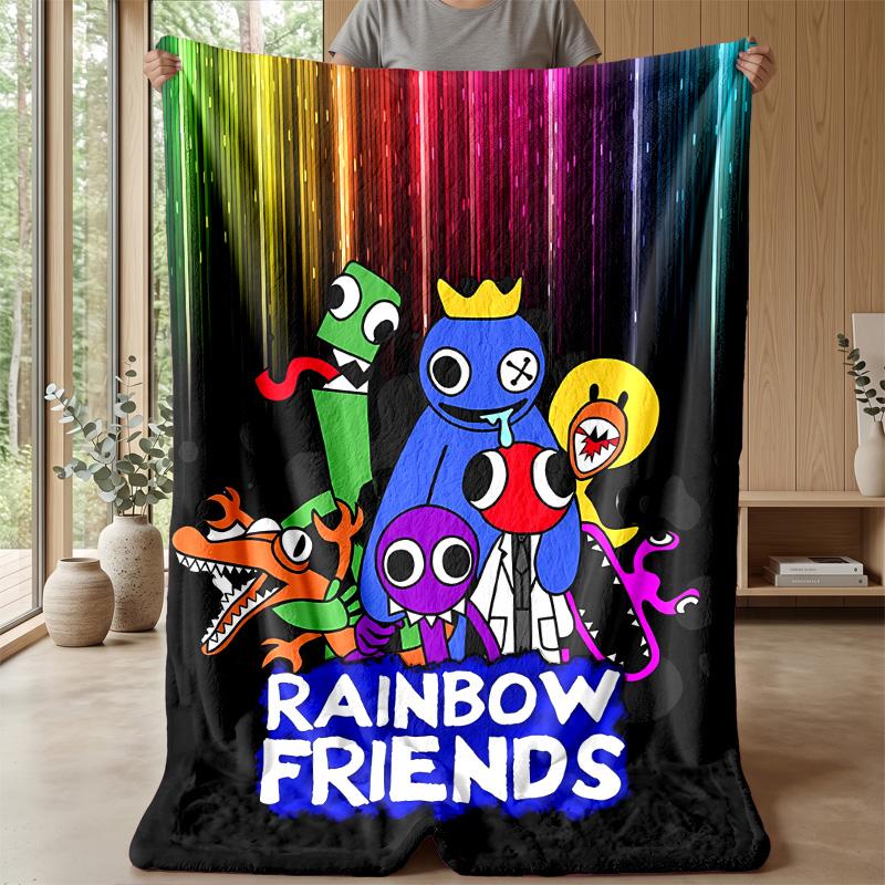 Rainbow friendsPrinted Flannel Blanket Cozy Skin-Friendly Warm Throw for Couch Bed Indoor Daily Use