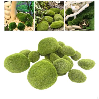 Green Artificial Moss Balls Decorative Stones, Varying Sizes, Perfect for Vases, Table Decor,