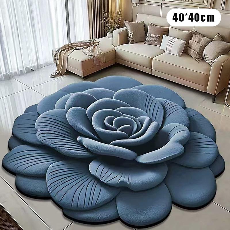 New Flower Carpet Special-Shaped Soft Peony Floor Mat Durable 40X40Cm Non-Slip Absorbent Bathroom Floor Mat