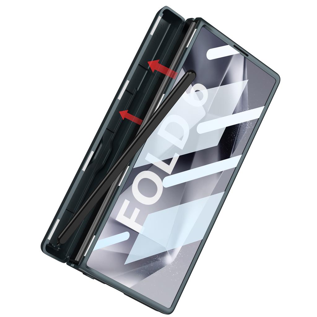 Frosted Hard PC Back Case For Samsung Galaxy Z Fold 7 6 5 With Magnetic Pen Box Stand Glass Screen Film Fold6 Protective Cover