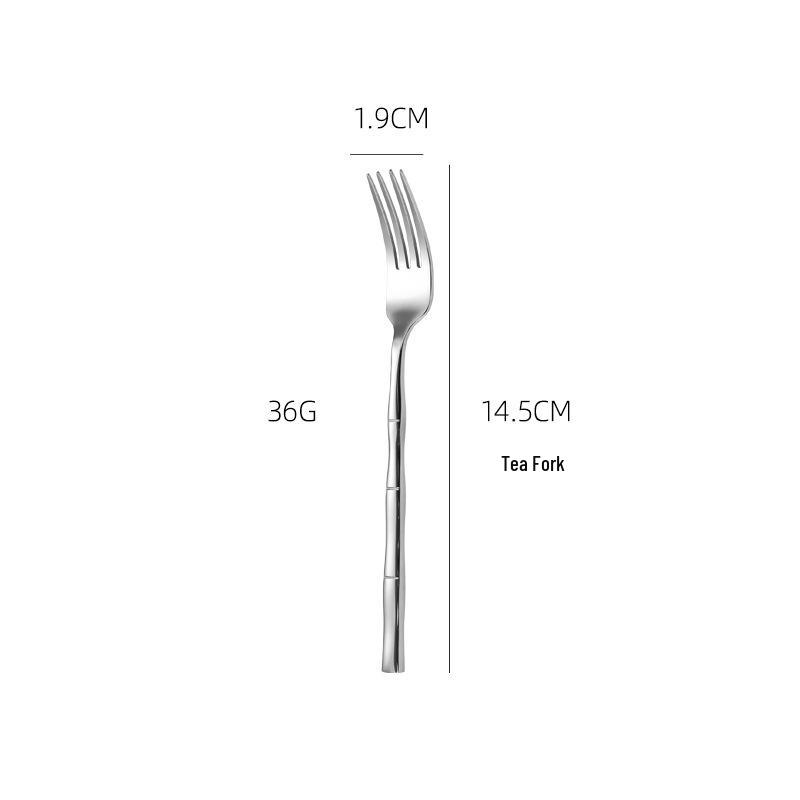 Bamboo Handle Stainless Steel Cutlery Set - 5-Piece Titanium Plated