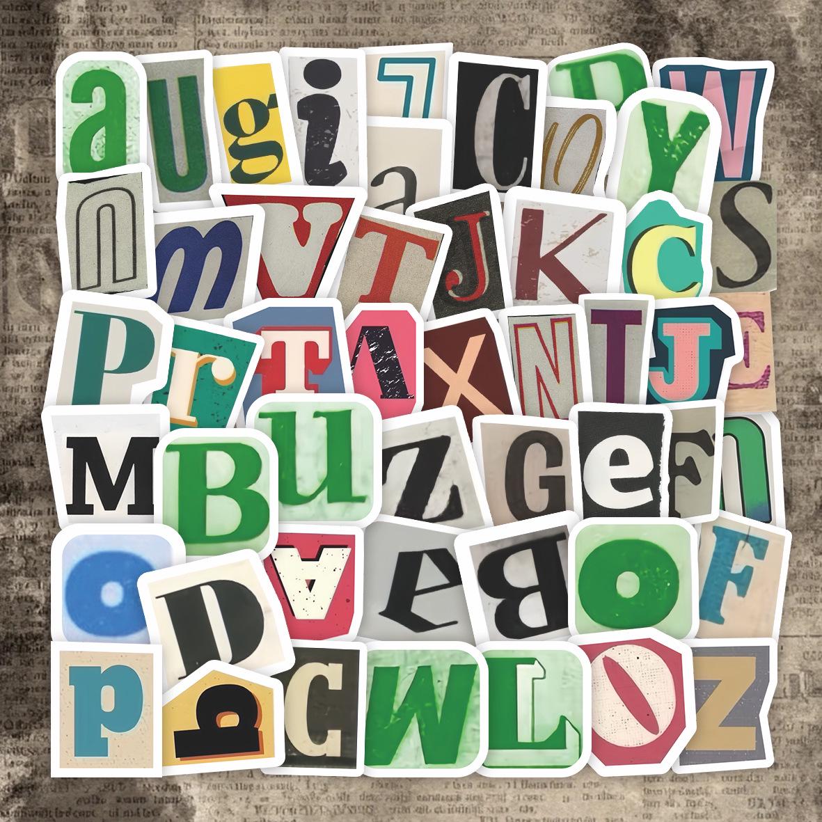 50 Retro English Letter Graffiti Stickers for DIY Journals and Decoration