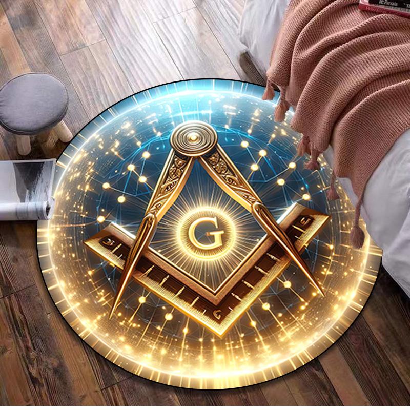 Freemasonry 3 Circular Rug - Office Decorative Carpet For Living Room Bedroom Door Mat Floor Rug Computer Chair Area Rug