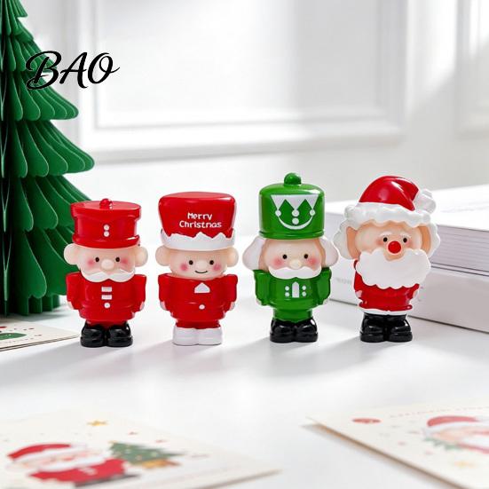 Decorative Figurine Set 2Pcs Mini Christmas Figurine, Cute Santa Claus Nutcracker Soldier Dolls, DIY Accessories Ornaments for Micro Landscape