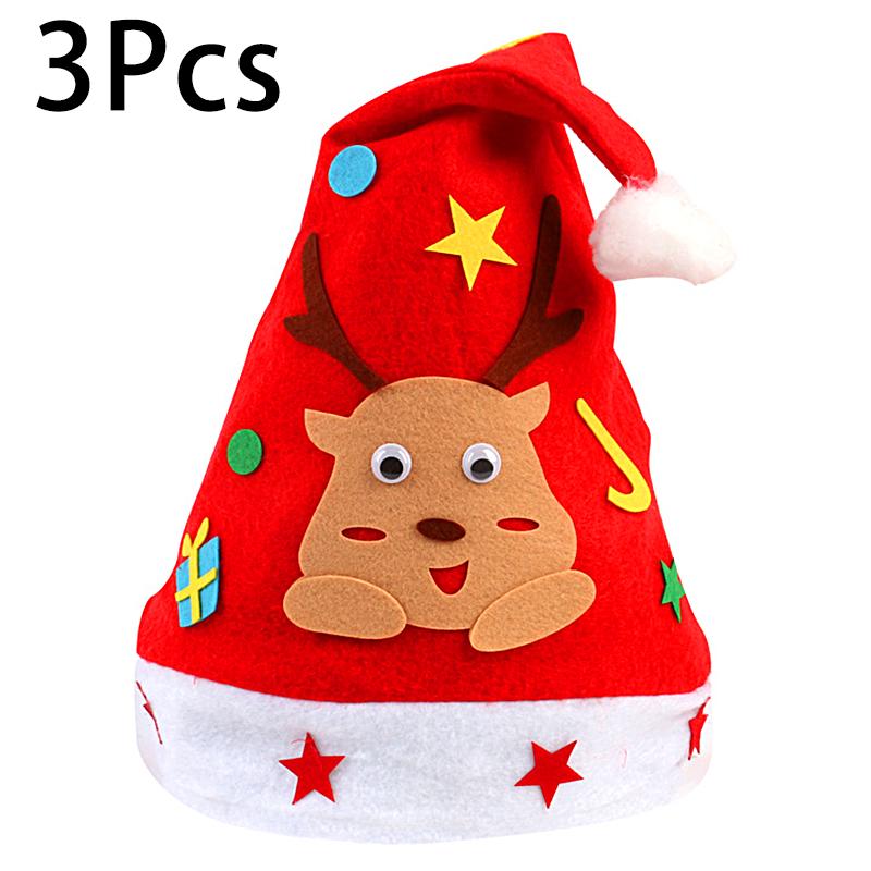 3Pcs/Set Craft Kit Creative Cartoon New Christmas Hat Personality Non-woven Toys Handmade For Children High Quality