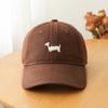 Korean Premium Soft Top Baseball Cap Girl Cute Puppy Embroidered Hat Versatile White Cap