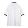 [Clothing Life] Fake two-piece plaid splicing lapel short-sleeved T-shirt men's and women's design sense niche loose half-sleeves