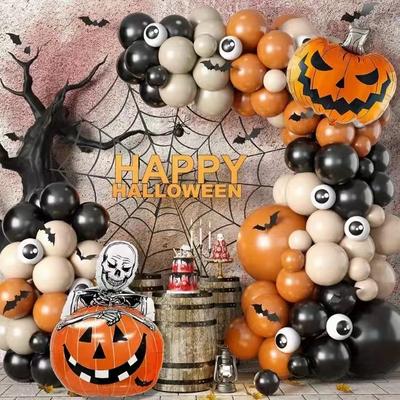 Halloween Themed Black Pumpkin Aluminum Film Balloon Set Ghost Festival Boy Birthday Party Decoration