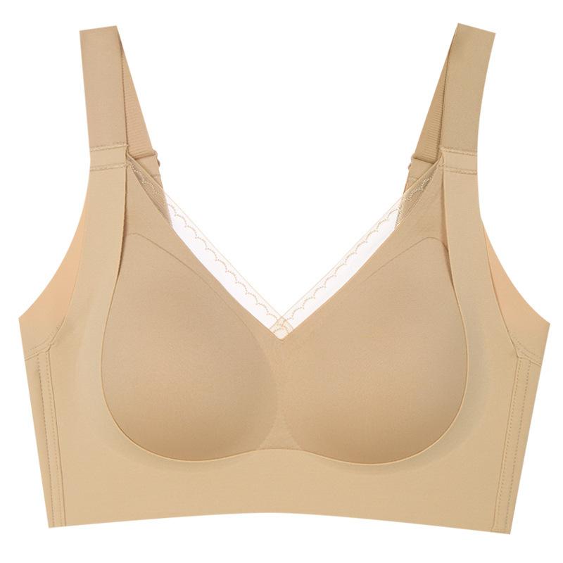 Large chest soft support seamless large size underwear high side collection breast bra upper support