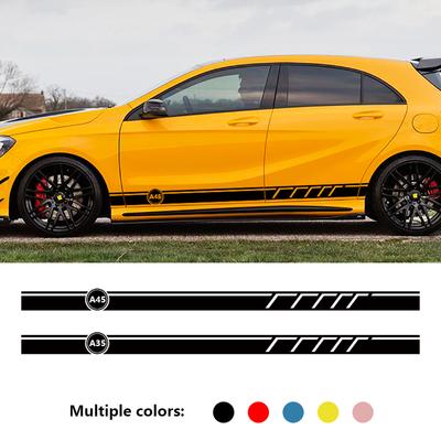 2 Pcs Car Body Side Deals Stripes Skirt Sticker For Mercedes Benz A Class A35 A45 AMG DIY Decoration Accessories