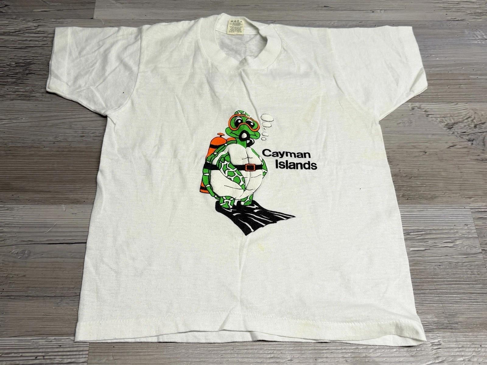 

Vintage Cayman Turtle Farm Shirt Boys XL White Sea Turtles Beach Graphic 90s Tee M