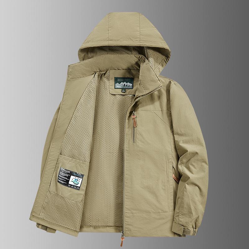 Men's Hooded Windbreaker Jacket - Waterproof, Windproof, Spring/Autumn Motorcycle Workwear Trend (Style 8817)
