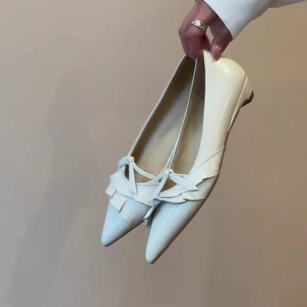 Sheepskin Version~ French Leather Pointed Head Shallow Mouth Single Shoes Women's 2025 New One-pedal Casual Soft Leather Flat Women's Shoes