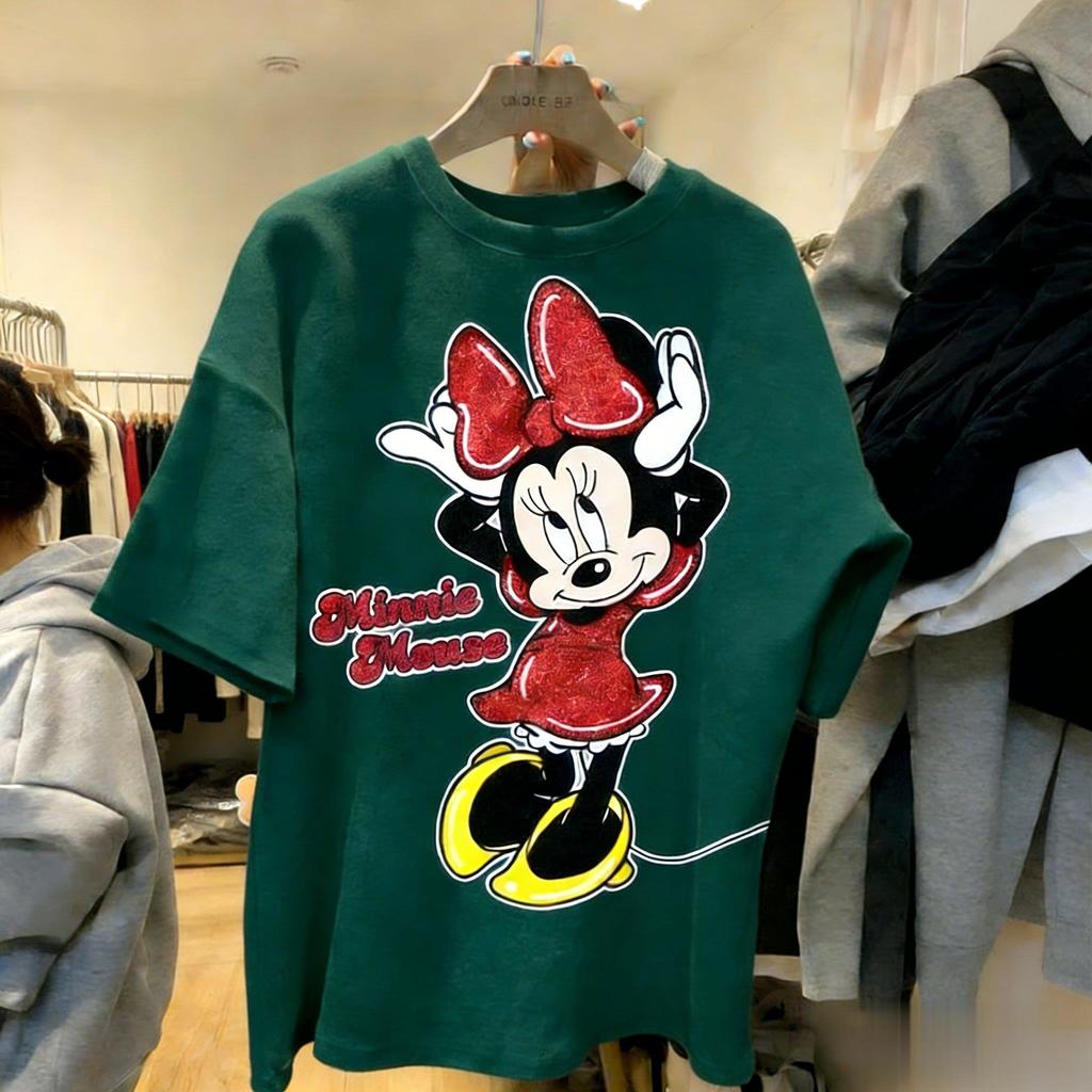 Unisex Oversized Minnie Mouse Cartoon T Shirt Women Men Vintage Short Sleeve Tee Summer Y2k Casual Streetwear Disney Print Tops