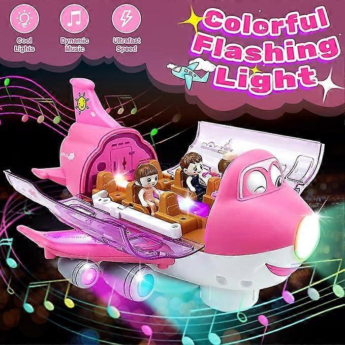 Aeroplane Toys for Toddlers, Electric Toy Airliner Plane 360 Rotating Airplane Vehicles with Light and Music, Electric Aircraft Toy Gift for Kids 3 4