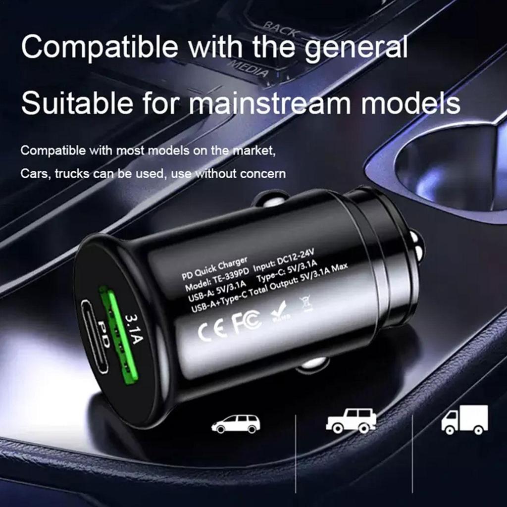 USB C Car Charger QC 3.0 PD 20W Type C Fast Charging Car Phone Charger For IPhone 12 13 Pro