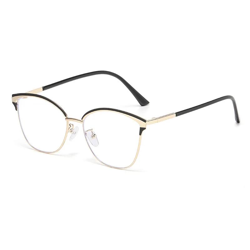 

New Trendy Cat Eye High-end Anti Blue Light Glasses Vintage Metal Frame Business Office Fashionable Commuting Flat Mirror
