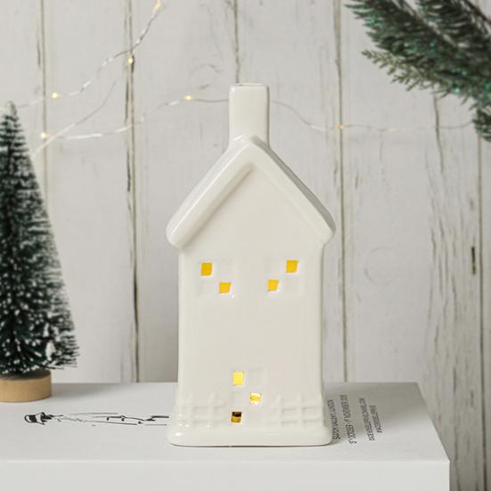 Yousheng Ceramic Snow House LED Decor Nordic Christmas Village Tabletop Lamp Creative Festive Centerpiece for Mantel And Shelf Display