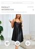 Plus Size Black Ice Silk Lace-Trim Camisole Nightgown - Comfortable Low-Cut Pajamas for Women