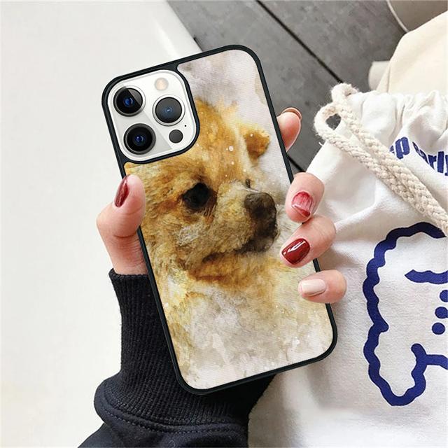 Pomeranian Watercolor Dog Coque Shell For iPhone 17 Air 15 16 14 13 12 Pro Max 11 Pro Max Plus Phone Case Cover