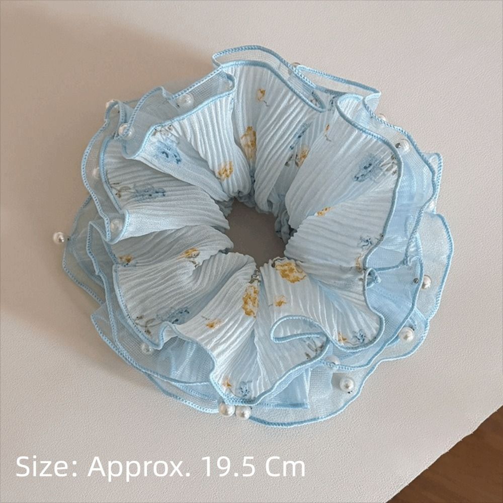 Elegant Pleated Hair Ties Intricate Floral Design Hair Rope Fresh Floral Hair Ring Summer Season