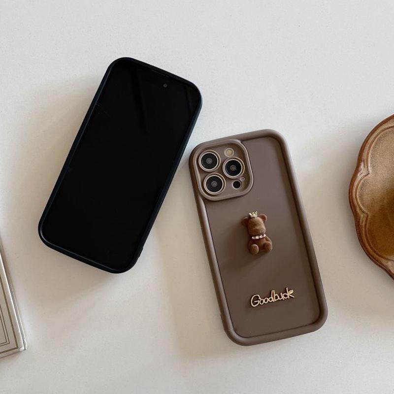 3D Písmeno Koruna Medvěd Silikonový Měkký Kryt na Telefon Pro iPhone 15 16 Pro Max 14 13 12 11 XS XR 7 8 Plus Nárazuvzdorný Cukrový Matný Kryt