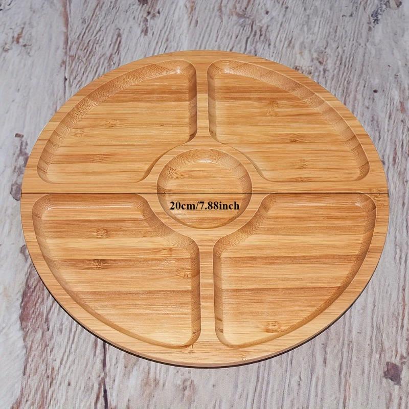 Multi-compartments Wooden Fruit Basket Thickened Snacks Breakfast Holder Round Dessert Snack Tray