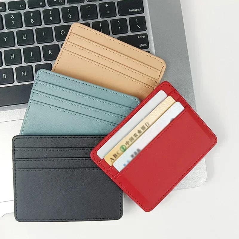 1Pc Pu Leather ID Card Holder Candy Color Multi Slot Slim Wallet for Women Men Business Card Cover