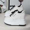 Fashion 12CM Genuine Leather Platform Sneakers Wedge Shoes  Women Breathable Sneakers Autumn Casual Shoes Hidden Heel Zapatillas Mujer