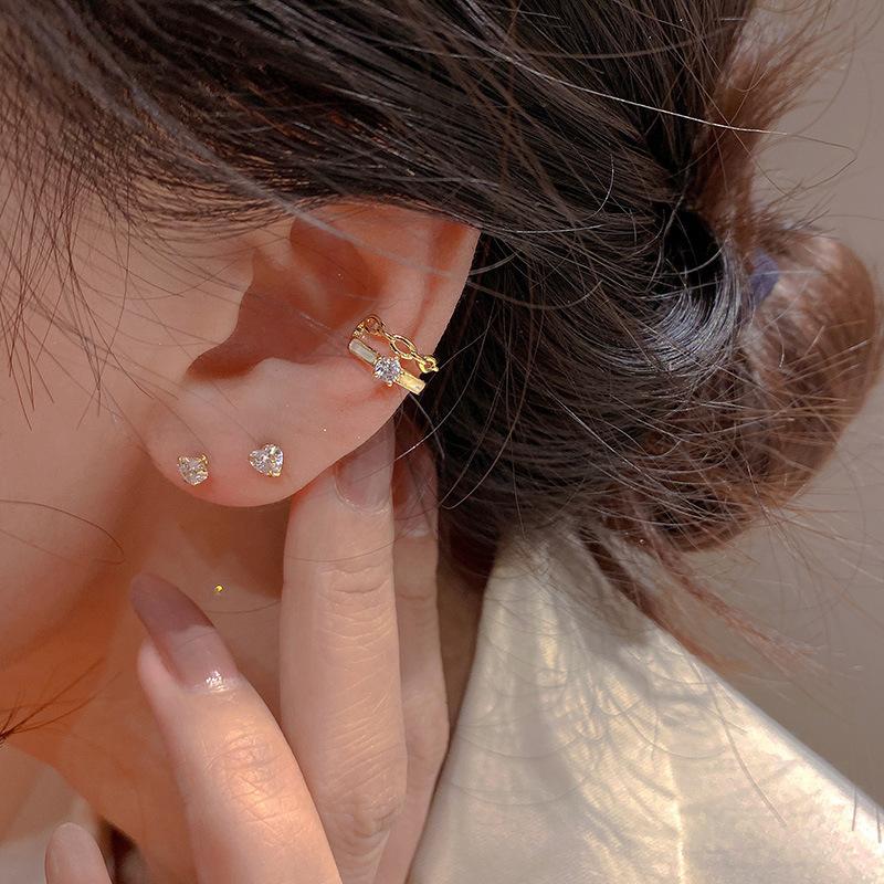 Nische Doppelte Ohrknochenclips Damen Einzigartig Süß Ohne Piercing High-End Design Back-to-School Atmosphäre Trendiger Modeschmuck