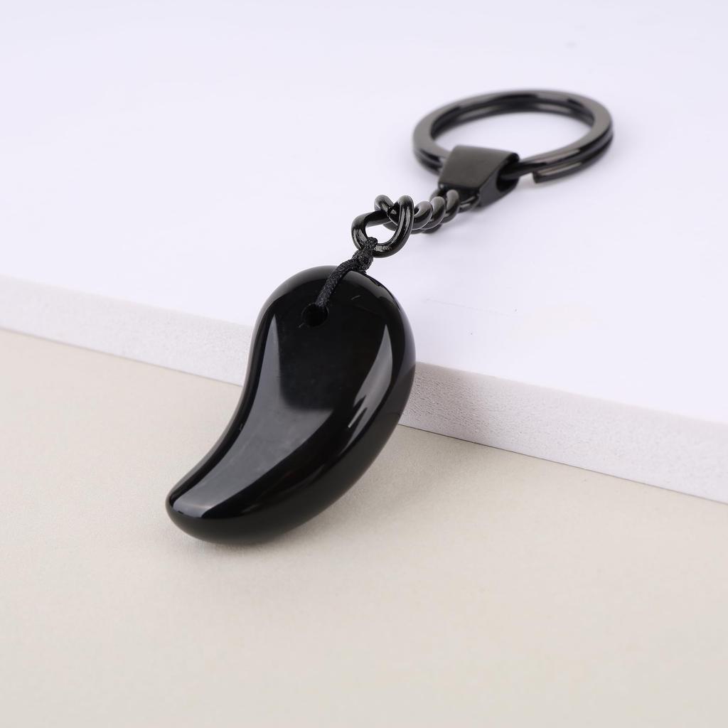 [Koai] Onyx Magatama, Japanese Sacred Treasure, Wish Fulfillment, Good Luck Charm, Power Stone, Keychain Chain