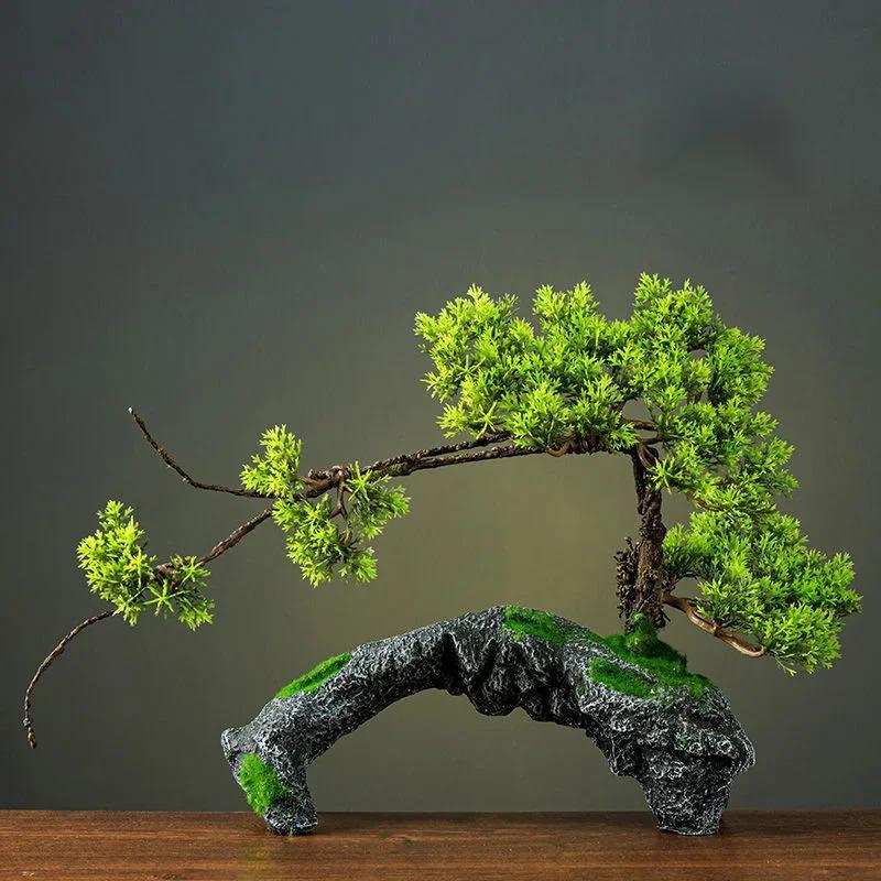 Simulation Fake Tree Bonsai Home Living Room Chinese Sand Table Hotel Porch Landscaping Decoration Green Plant Ornaments