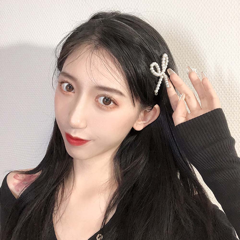 

Elegant French Black Pearl slim elasticity Hair Accessories Retro Hair Band Bow Hair Hoop Cloth