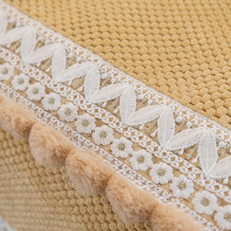 Autumn Winter Corduroy Sofa Cushion Four Seasons Universal Hairball Tassel Non-slip Sofa Cover Cream Style Sofa Cover Cover Mat