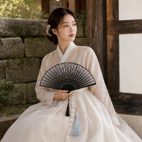 Korean Traditional Bamboo Folding Hand Fan Set