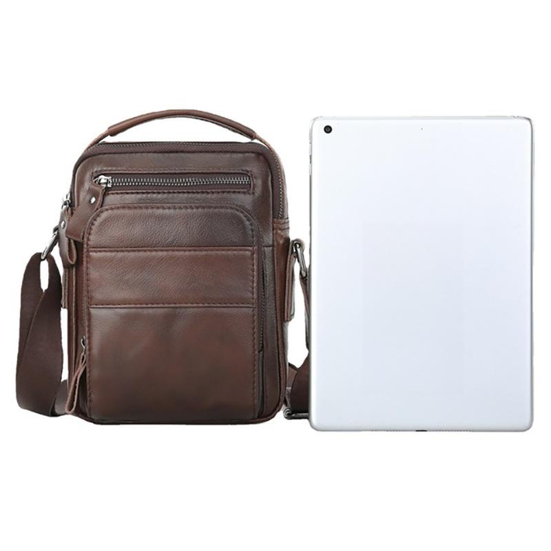 First Layer Cowhide Shoulder Bag Men's Cowhide Messenger Bag Casual Vertical Business Men's Bag Fashion Trend