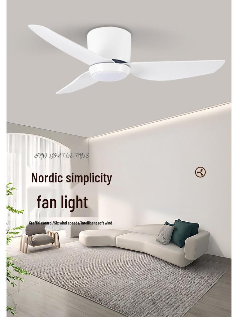 Nordic Minimalist LED Ceiling Fan with Remote Control for Living Room, Study, or Restaurant