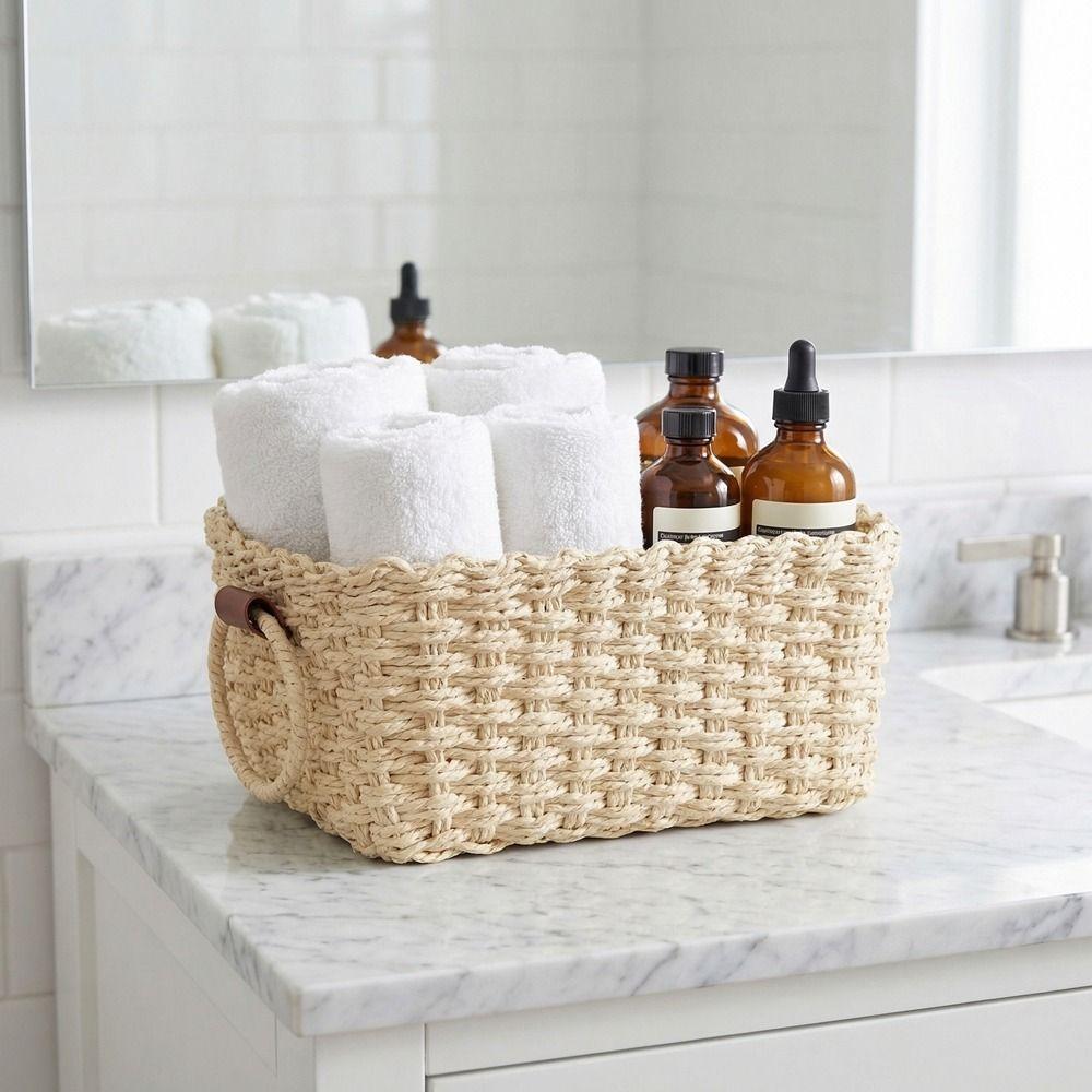3PCS Simple Woven Storage Basket Eco-friendly Gift Storage Container Practical Gift Basket  Office