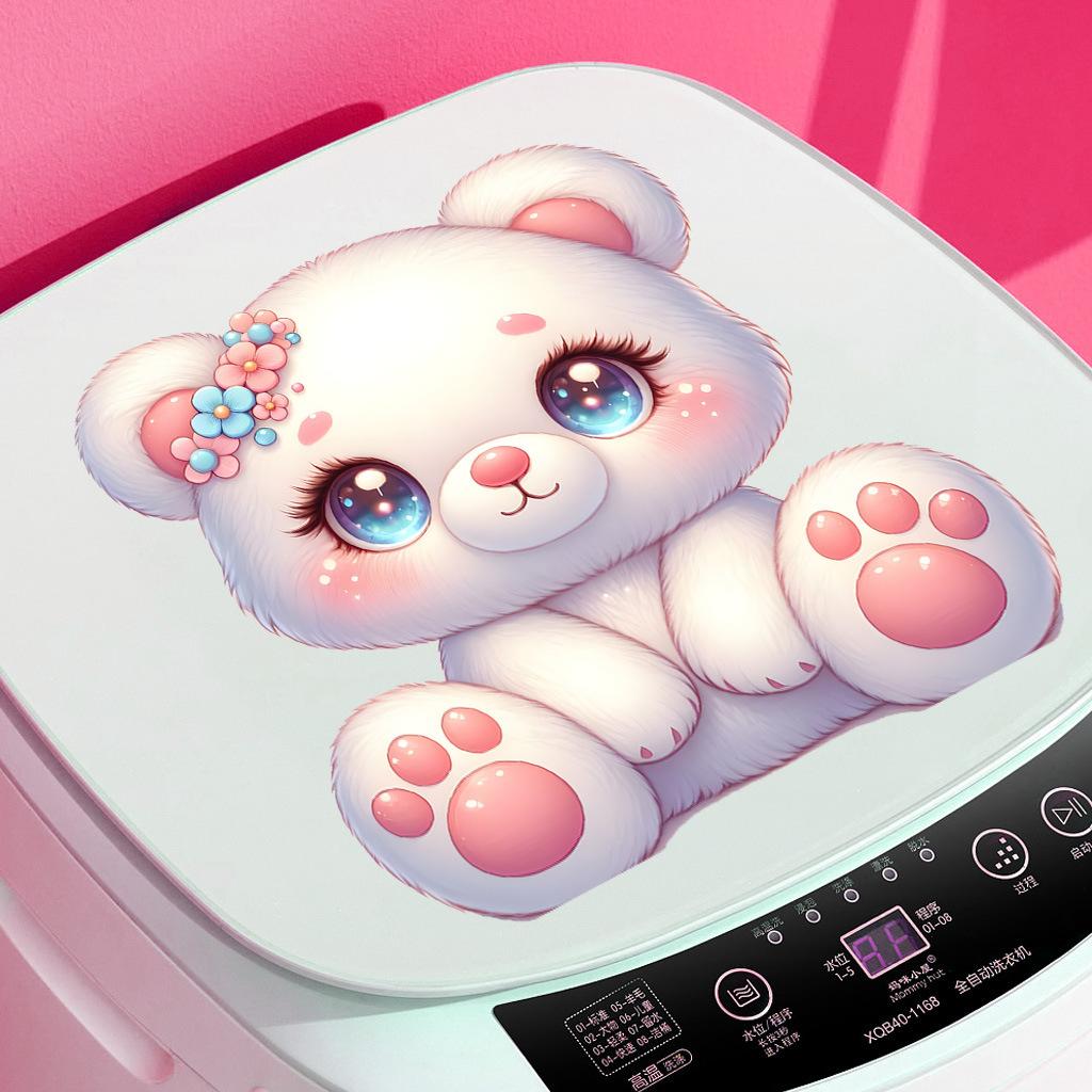 Cute Cartoon Bear Wall Stickers, Removable Self-Adhesive PVC Decals for Kids Room Nursery Bedroom Decoration