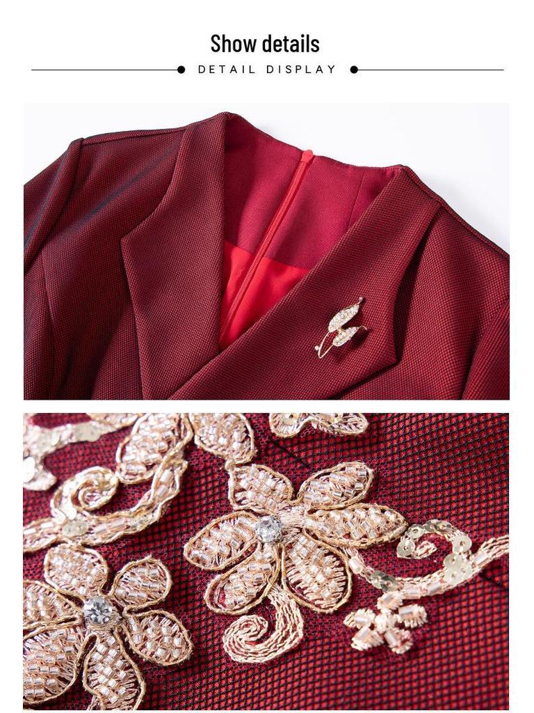 2025 Autumn Elegant V-Neck Slimming Dress for Mother of the Bride