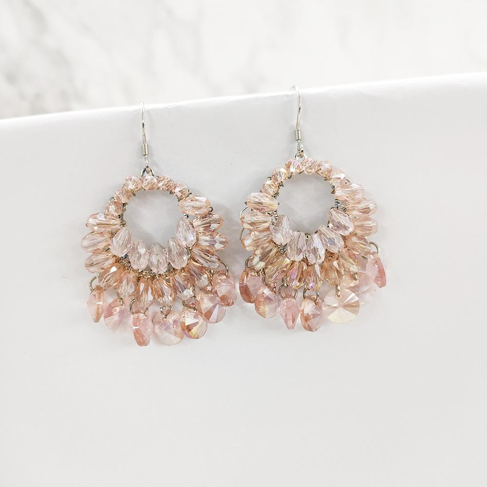 Exaggerated Retro Bohemian Earrings Handmade Beaded Fringed Earrings Vacation Style Ethnic Style Earrings Female