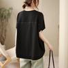 DIMANAF 2026 Plus Size Summer Women T-Shirts Casual Lady Tops Tunic Shirt Oversize Loose Tees Black Cotton