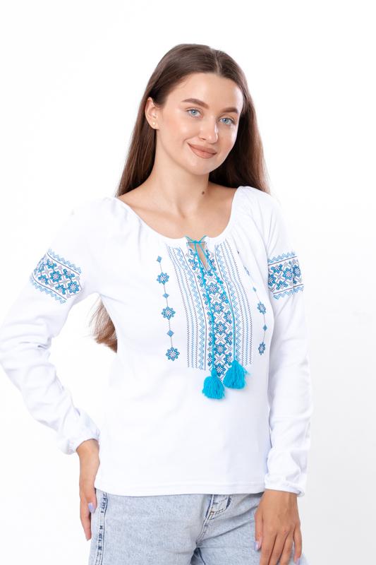 Elegant Ukrainian Vyshyvanka Blouse for Women – Rich Embroidery On Smooth Interlock,  Any Season, 8607-038-22 HC