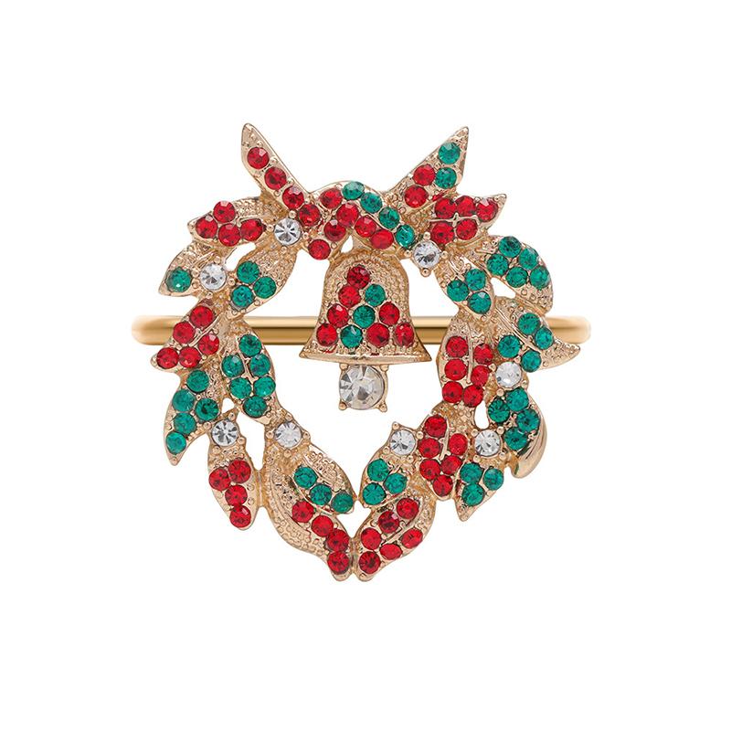 Christmas Napkin Ring Metal Xmas Bell Elk Napkin Holder Flower Wreath Rings Wedding Banquet Hotel Table Decoration Accessories