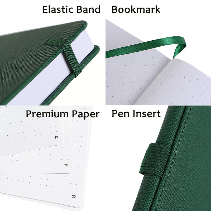Quaderno A5 a Punti con Numeri di Pagina e Elastico - Spesso Blocco Note per Ufficio