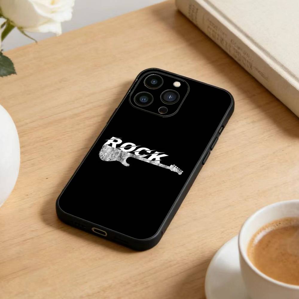 ROCKSTAR Phone Case For iPhone17,16,15,14,13,12 Plus,Max Soft Silicone Black Cover