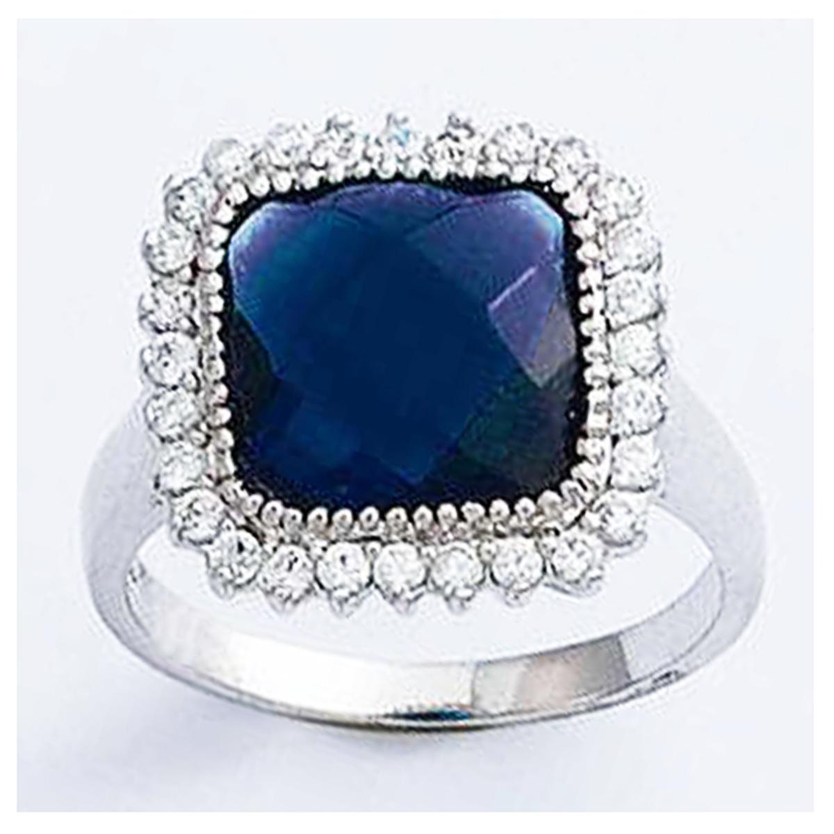 

Серебряное кольцо Сисси серебряный сапфир (родий) - 15х15 мм