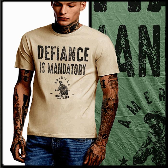 

Defiance is mandatory t-shirt special ops soldier with stay tactical combat tee 4XL