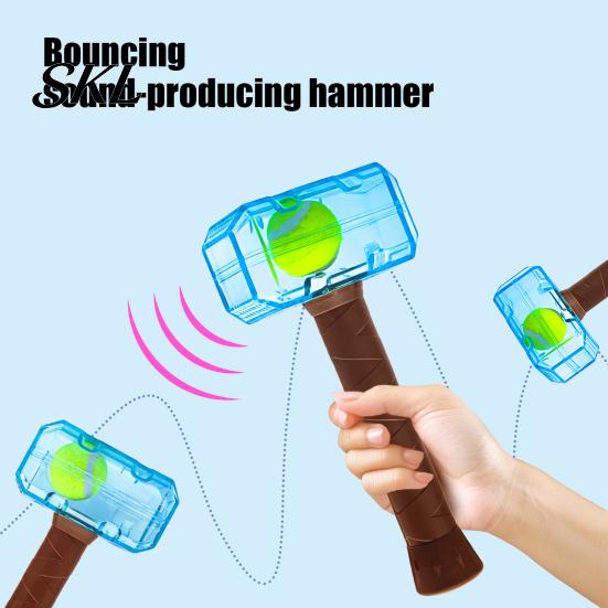 Strong Rubber Toys for Heavy Chewers Squeaky Hammer Dog Toy, Tennis Ball In Bottle Interactive Aggressive Chew Fetch Toy TPR Puppy Teething